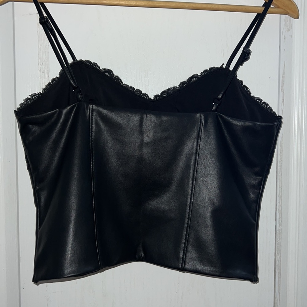 EXPRESS BLACK LEATHER TOP - Picture 2 of 5